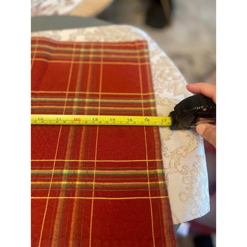 Red Plaid Woven Placemat Set Geometric Pattern Rectangular Table Mats
